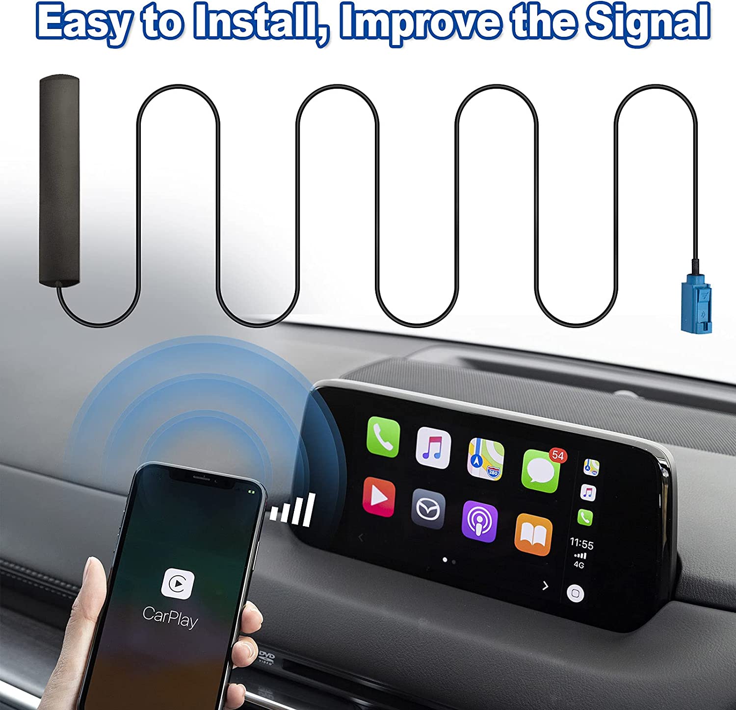 Wi-Fi Antenna for BMW CarPlay Activation | Fakra Z Connector | 3M Cable - Image 4